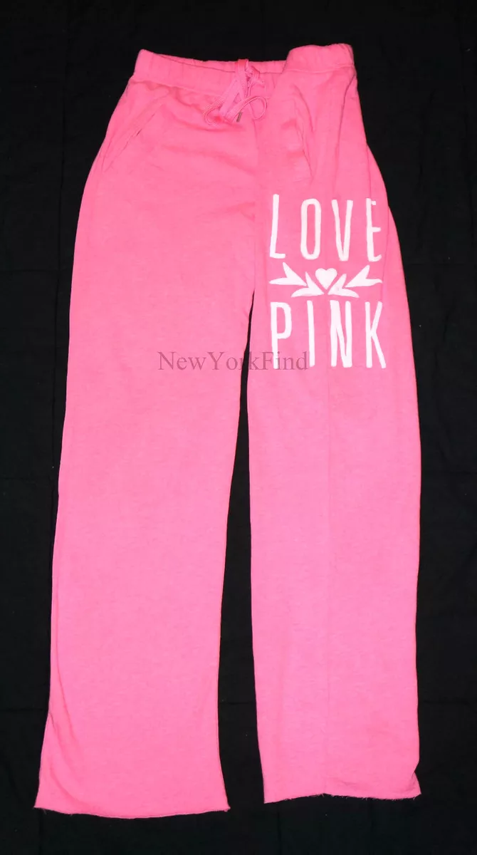 VICTORIA'S SECRET LOVE PINK SWEAT PANTS Boyfriend Fit Fleece Lounge Wide  Leg NEW