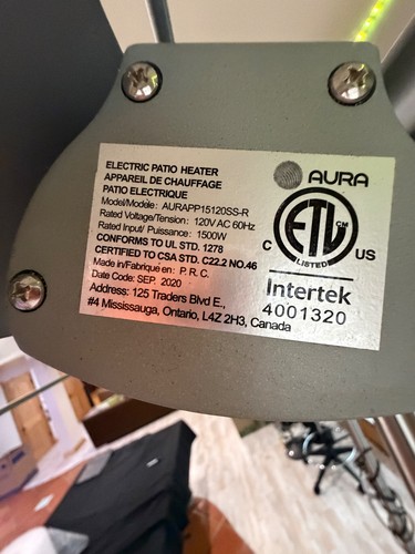AURA Intertek electric infrared patio heater