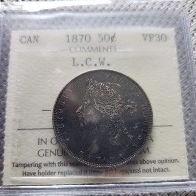 1870 - LCW - RP5 - Canada 50 fifty cents - KM# 6 - ICCS CERTIFIED