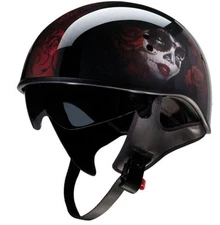 Z1R Vagrant Red Catrina Motorcycle Half Helmet Red/Black