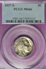 1937 S PCGS MS66 BUFFALO NICKEL #B52288