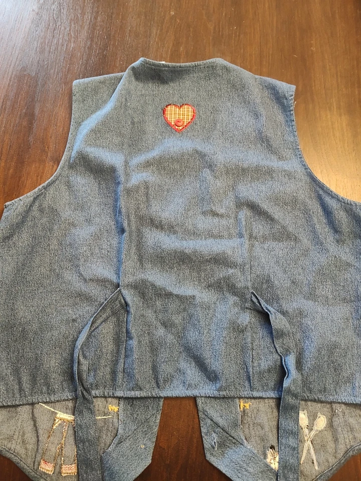 Bobbie Brooks 复古牛仔背心 90 年代绑带缝纫尺寸 L 12/14 — 第 4/4 张图片