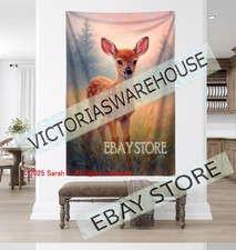 Deer forest tapestry cottagecore wildlife decor woodland nursery 59X82 in