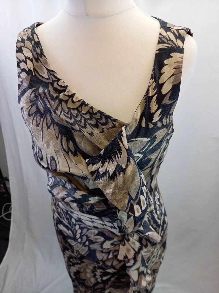 Vestido London Times negro beige hasta la rodilla sin mangas talla 8/10 en muy buena condición Foto 4 de 4