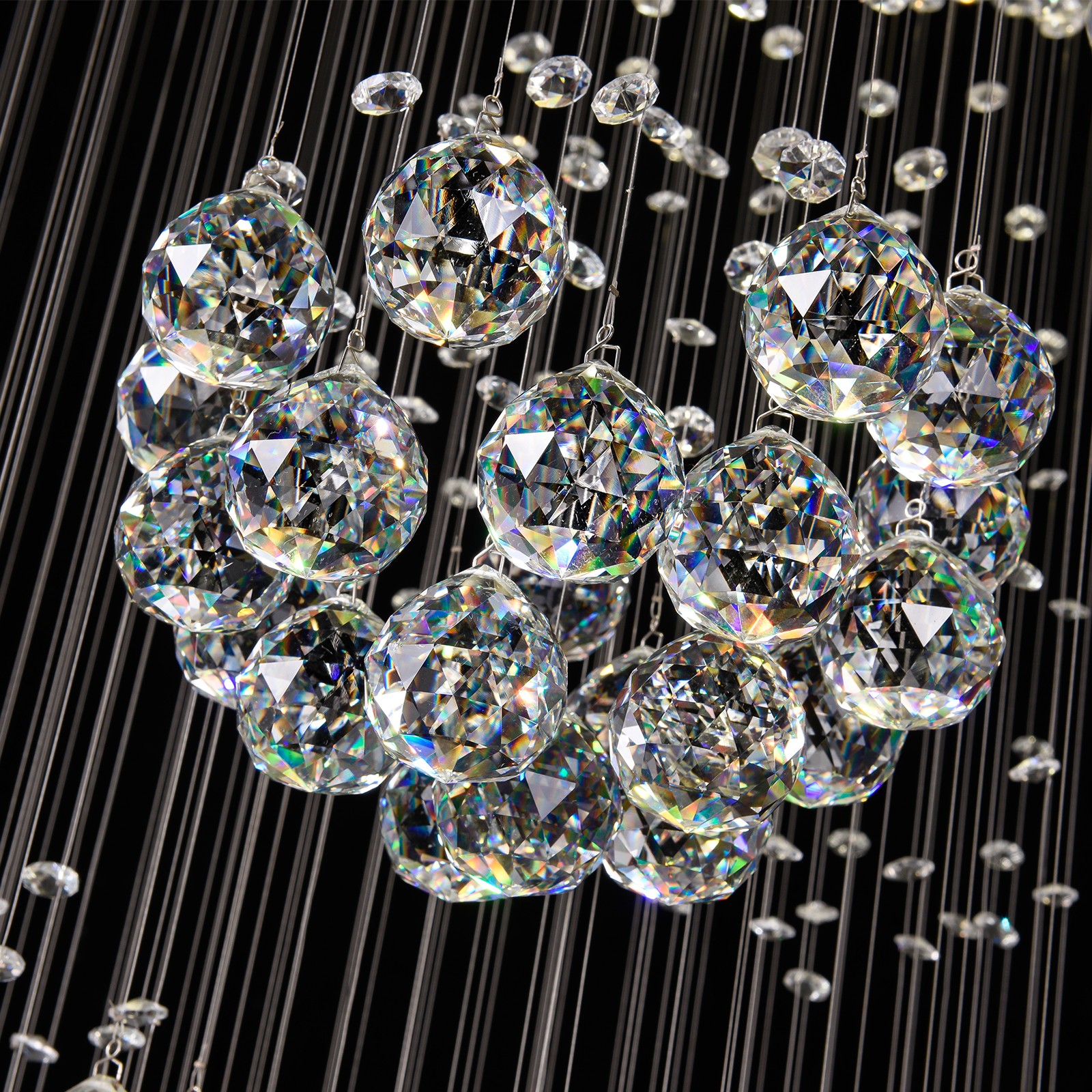 Hall Foyer Pendant Ceiling Lamp Modern Luxury Rain Drop Crystal LED Chandelier