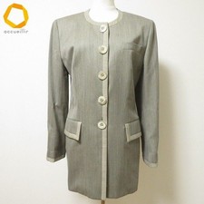 Christian Dior Wool Collarless Vintage Piping Bar Jacket Size M Gray from Japan