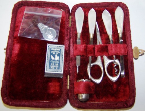 Mother of Pearl Housed in Crushed Red Velvet Case