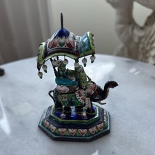 Antique Vintage 1950s India Enamel on Silver Elephant Figure
