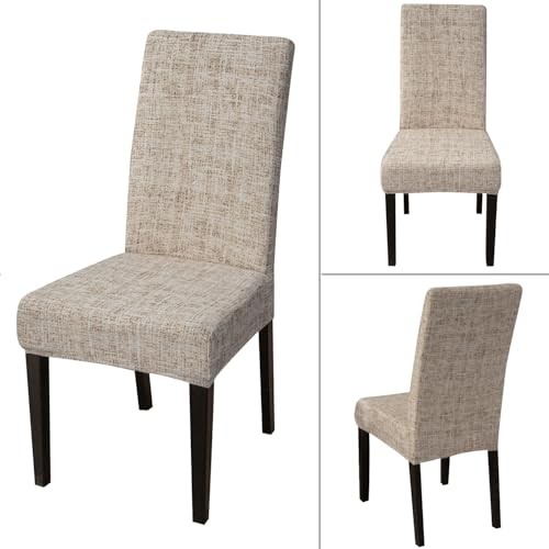 Brown Chair Covers for Dining Room Set of 6, High Stretch Removable Washable - Picture 4 of 7