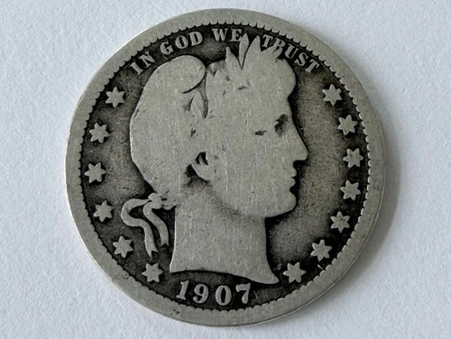 1907 BARBER SILVER QUARTER ~ NICE COIN ~ 90% SILVER