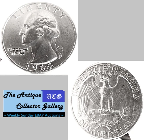 1964 BU US Philadelphia Mint Silver Washington Quarter🪙Last Year Silver🪙