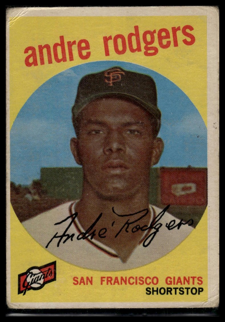 1959 Topps #216a Andre Rodgers : White/lighter back