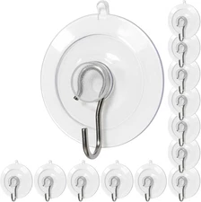 Suction Cup Hooks 12Pcs, 1.77Inch Clear Medium No Trace Suction Cups Removable w