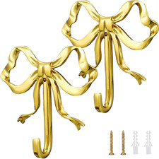 Stylish Gold Bow Knot Hooks - Durable Brass Towel  Coat Hanger, Perfect for Bat