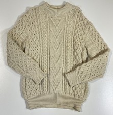 Vintage James Pringle Wool Sweater Sz M Fisherman Chunky Cable Knit 70s 80s