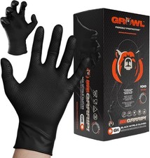 6 MIL BLACK NITRILE GLOVES WITH RAISED DIAMOND TEXTURE, HEAVY DUTY CASE OF 1000