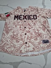 NWT Mexico Aztec Calendar Burgundy Unisex Baseball Jersey Size Adult 2XL Fits XL