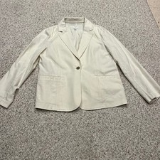 J Crew Linen Blend Deconstructed Blazer 12 Cream Preppy Coastal Casual Old Money