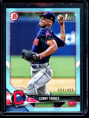 2018 Bowman Draft Lenny Torres Sky Blue #/499 Cleveland Indians