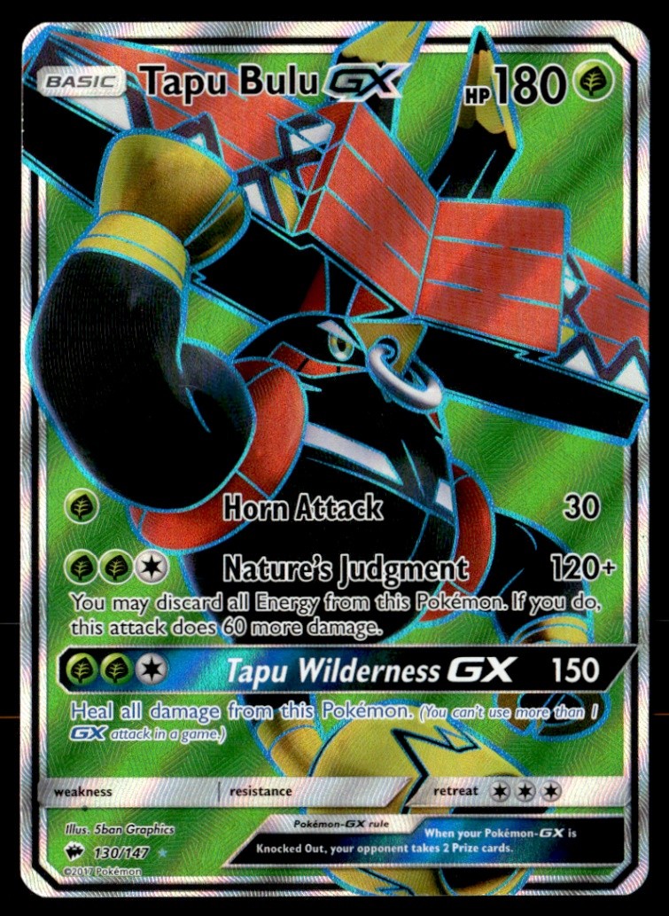 Tapu Bulu GX (Full Art) Ultra Rare SM - Burning Shadows 130/147 NM Pokémon TCG