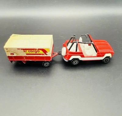 Vintage 1980s Majorette Fire Dept. 911 Jeep CJ-7 Super Cargo Trailer 1/55 Scale - Image 1 of 4