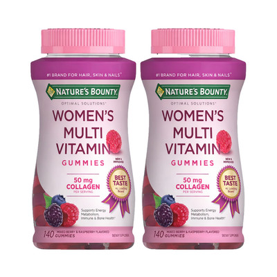 2 Pack Nature s Bounty Women s Multi Gummies 140 Each 50mg Collagen.,