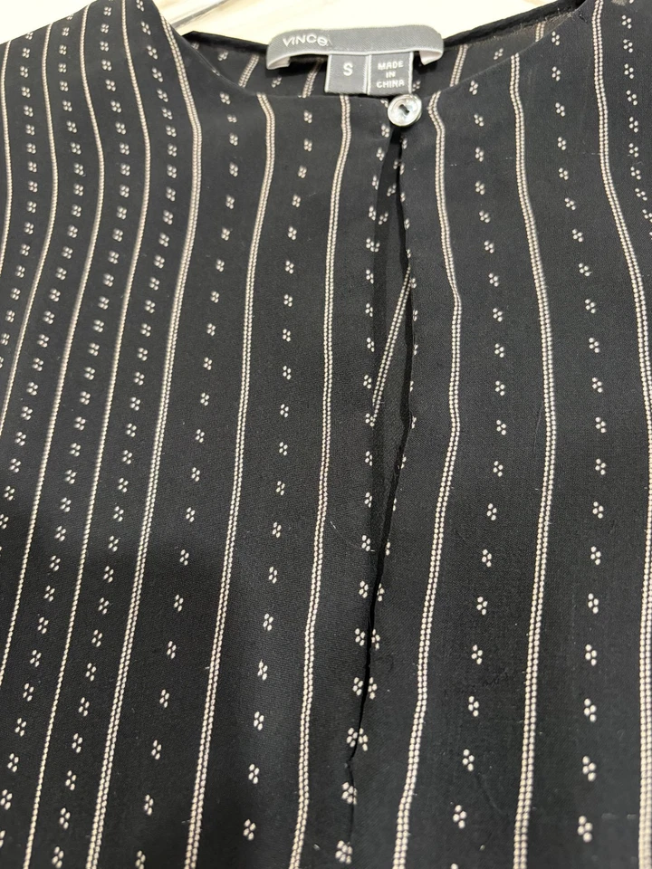 Poncho Vince Feminino Tamanho Pequeno 100% Seda Oversized Boxy Manga Curta Blusa Transparente - Imagem 4 de 4