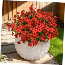 Artificial Flowers for Outdoors - UV Resistant Fake Silk Daisy 12PCS Red