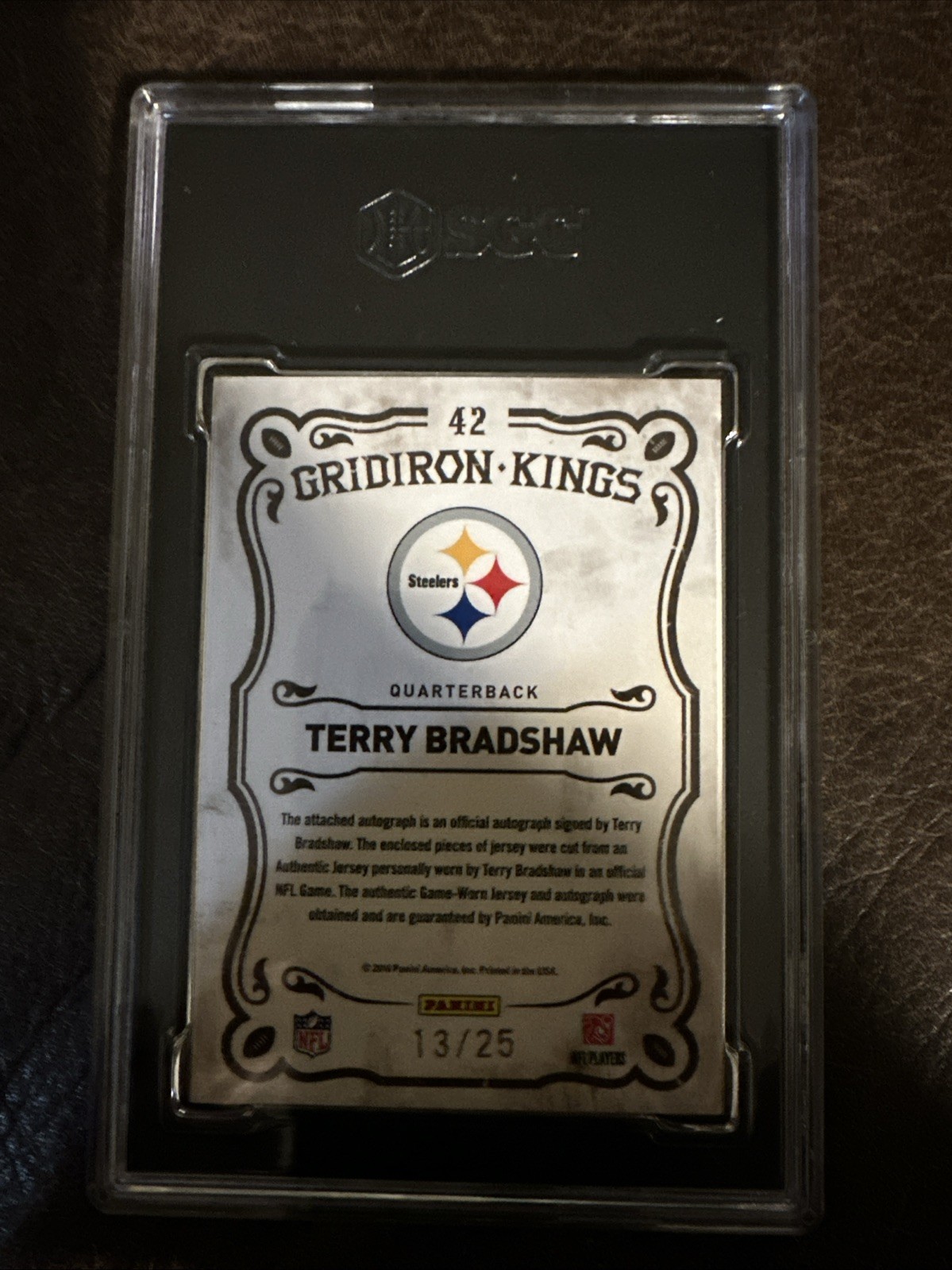 2010 Panini GRIDIRON KINGS Terry Bradshaw Auto/Game Worn Patch  13/25 view 2