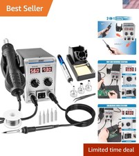 8586D 2 in 1 Soldering Station, SMD Hot Air Rework Station LED Dual Digital Disp
