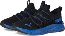 Puma Softride One4all Slip On Sneaker Shoes Black-Victoria Blue SS25 Kids Size 7