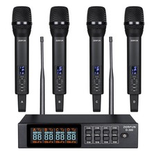 Rechargeable Wireless Microphone System 4 Channel Pro, UHF Handheld Cordless ...