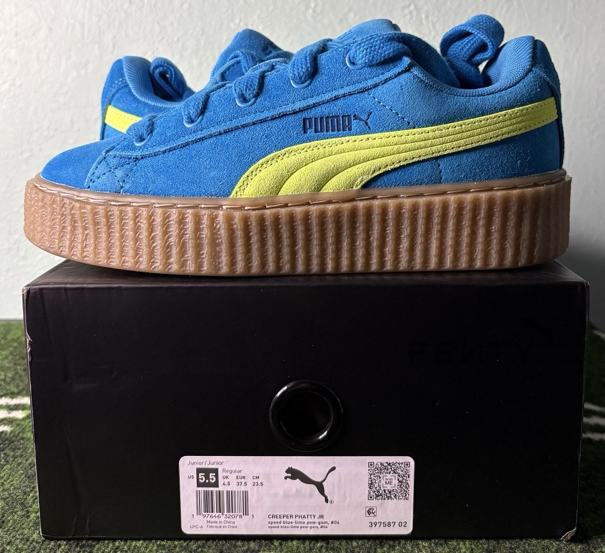 US Youth 5.5 - Fenty x Puma Creeper Phatty Jr “Speed Blue Lime