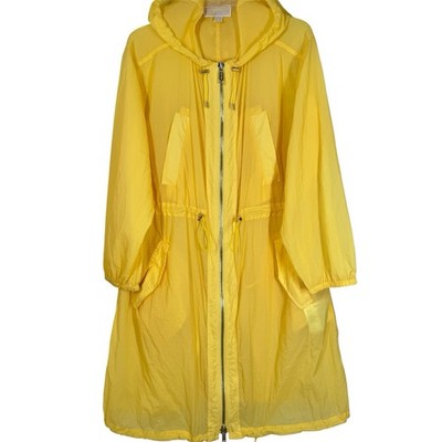 Michael Kors Long Paper Nylon Anorak Jacke UK S Oversize Gelb Damen Festival
