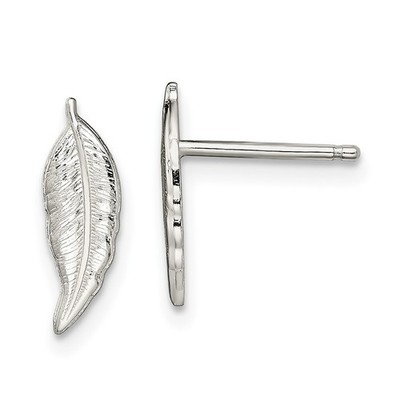 Sterling Silber polierte Feder Ohrstecker Damen