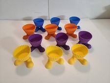 12 WILTON Silly Feet Silicone Baking Cups Cupcakes Blue Purple Orange Yellow