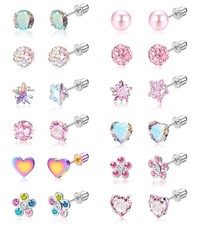 BESTEEL 12 Pairs Hypoallergenic Earrings for Girls 5cm x x 1cm, Silver