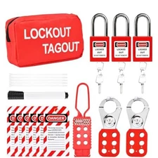Safety Lock Set Lockout Tagout Kit PVC Danger Tags Portable Storage Bag