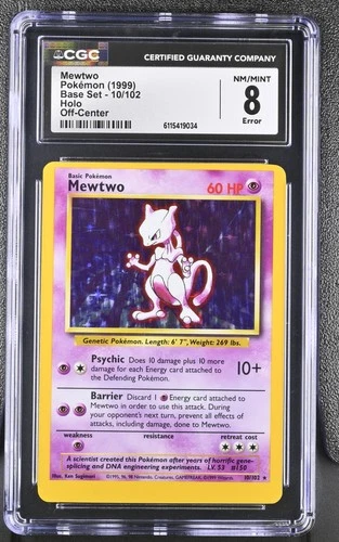 CGC 8 ERROR Mewtwo 1999 Base Set 10/102 Holo Pokemon Card