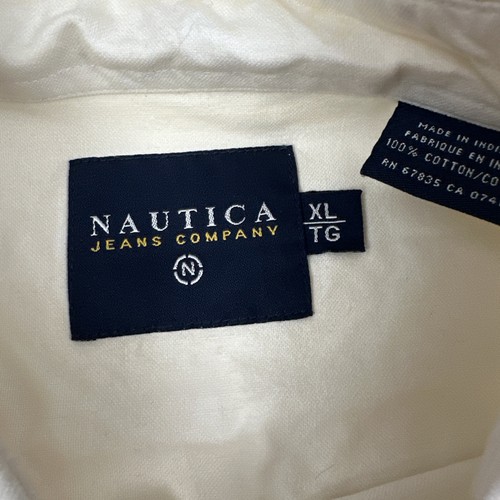 Nautica Jeans Button Shirt Men’s XL XLarge Oversized Vintage Cream Brown - Picture 5 of 6