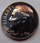 1956-p   Brilliant Proof  Roosevelt dime  90% silver .0723 troy oz. ASW