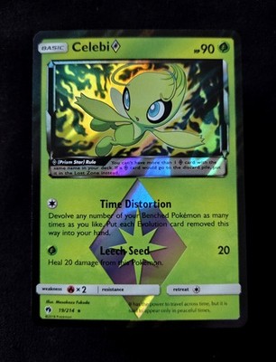 Celebi Prism Star 19/214 Sun And Moon Lost Thunder Holo Pokemon Tcg Card