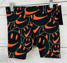 Nike Swoosh Smiley Face Bike Shorts Girls Size 6X - NEW Black Orange Athletic