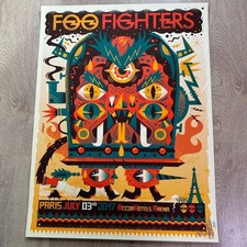 Foo Fighters 2017 Original Concert Poster Paris France Accor Hotels Arena Signed
