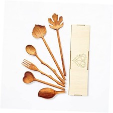 Natural Wooden Spoons and Forks Set Set of 6 , Hostess Gifts for Women,