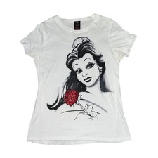 Disney Beauty and the Beast Broadway Musical Belle Rose White T-Shirt Large