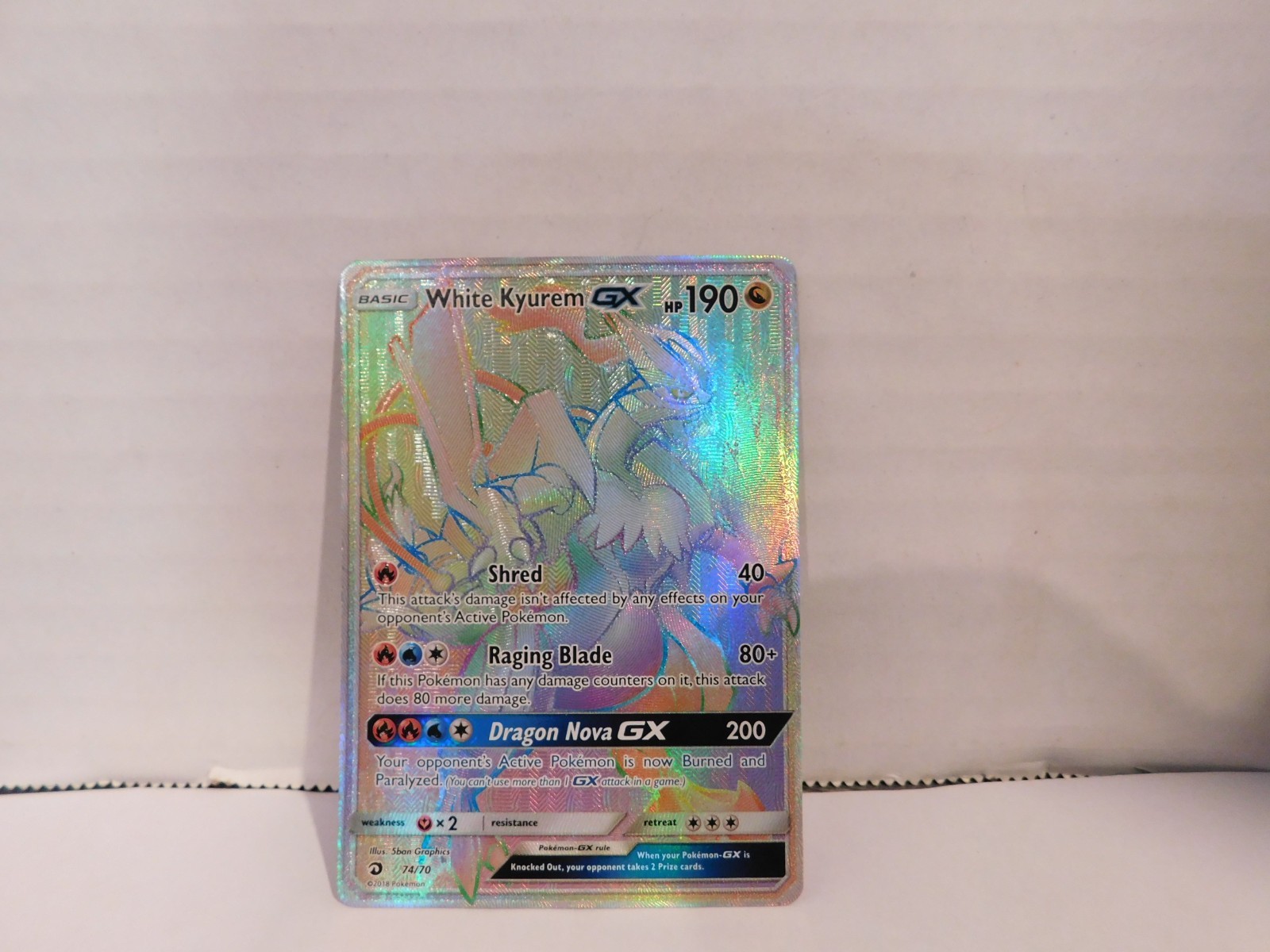 Pokemon TCG White Kyurem GX Dragon Majesty Holo Card 74/70 Secret LP