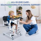 Bedside Commode Wheelchair Patient Lift, Adjustable Height, 440 lb, White/Black — photo 3