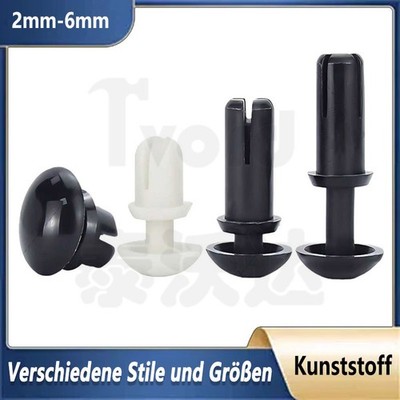 Befestigungsclips Spreiznieten 2mm 3mm 4mm 5mm 6mm Kunststoff Schnappnieten