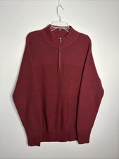 Red Head Co Men  s L Red 1/4 Zip Mock Neck Sweater Pristine - See measurements